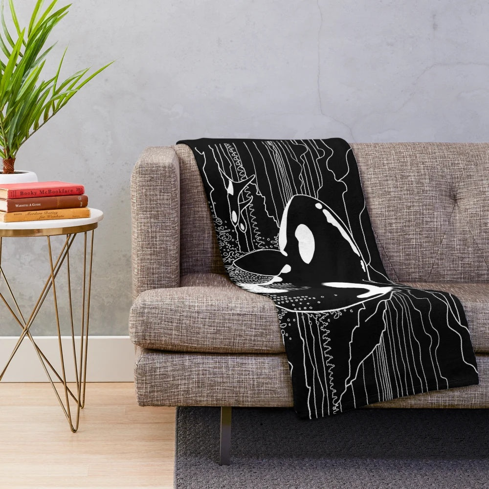 Soft and Plush Orca Blanket in Black and White