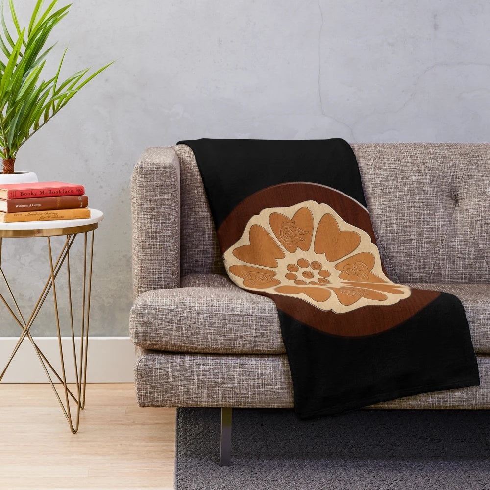 Order of the White Lotus plush blanket featuring the iconic symbol from the Avatar series