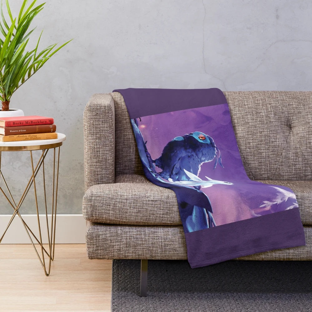 Ori plush blanket featuring forest-themed artwork from the video game Ori and the Will of the Wisps