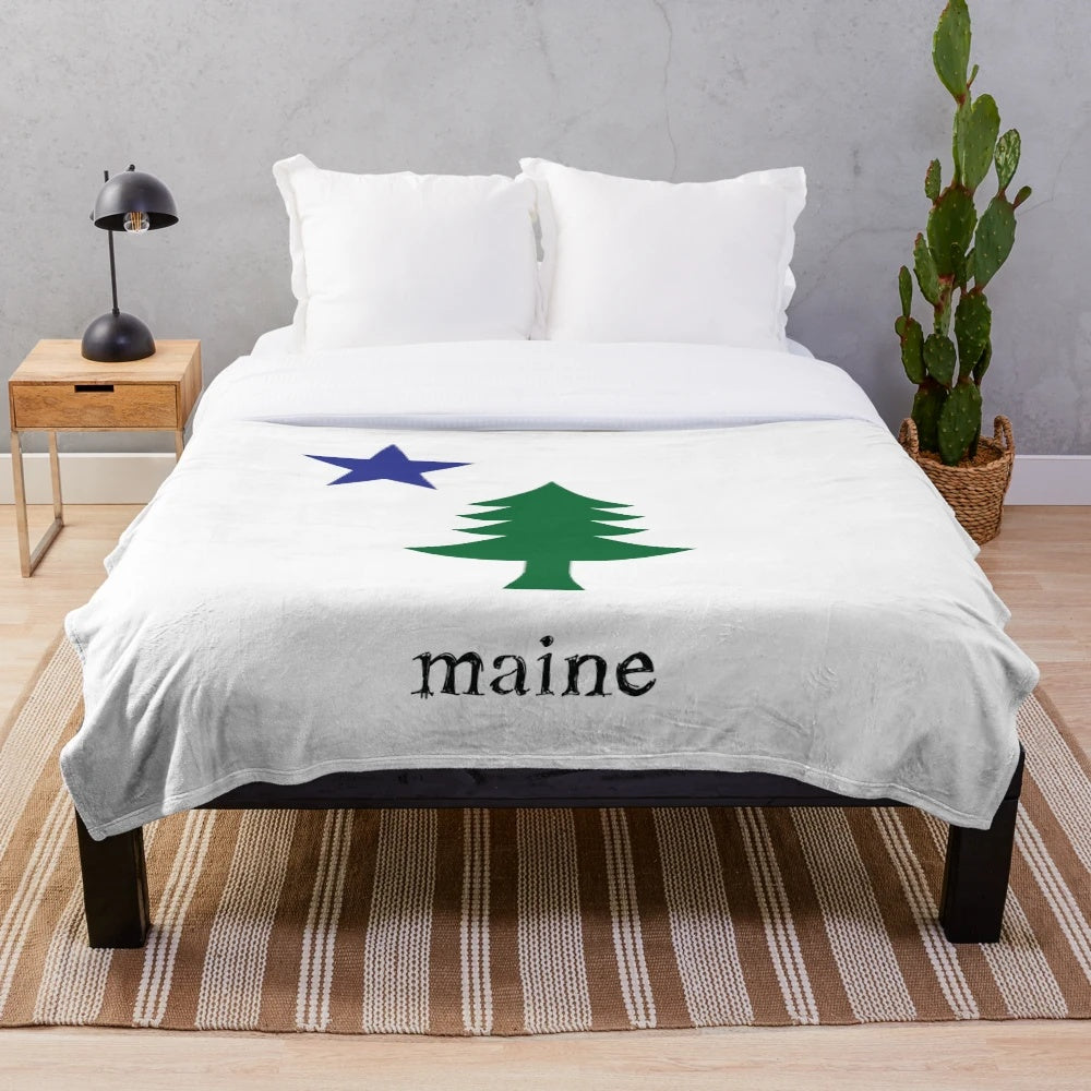 Original Maine Flag Inspired Plush Blanket