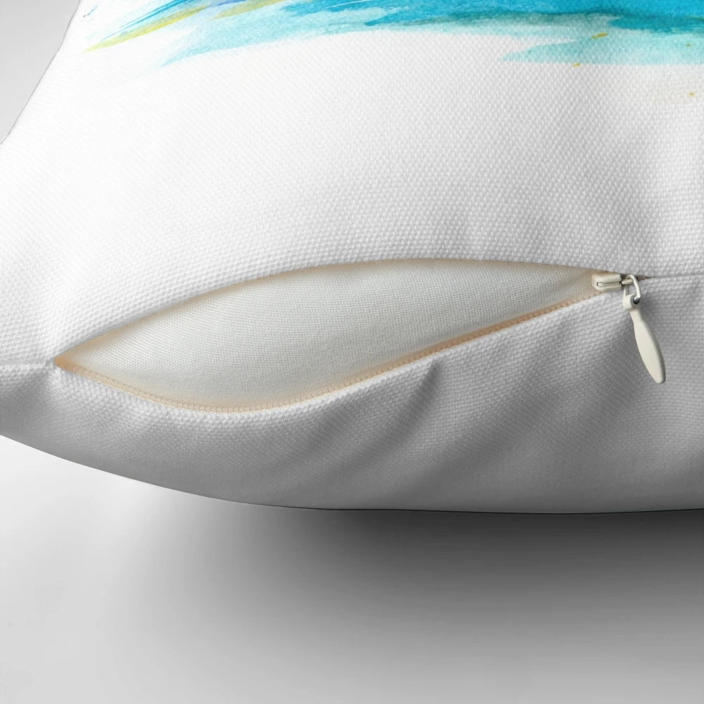Watercolor illustration of a playful river otter on a plush, decorative otter-themed pillow