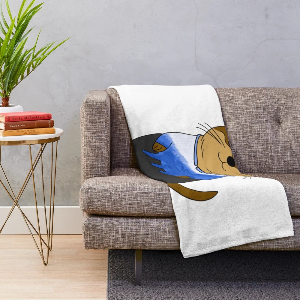 Otter Kazuki plush blanket with ice skating scene