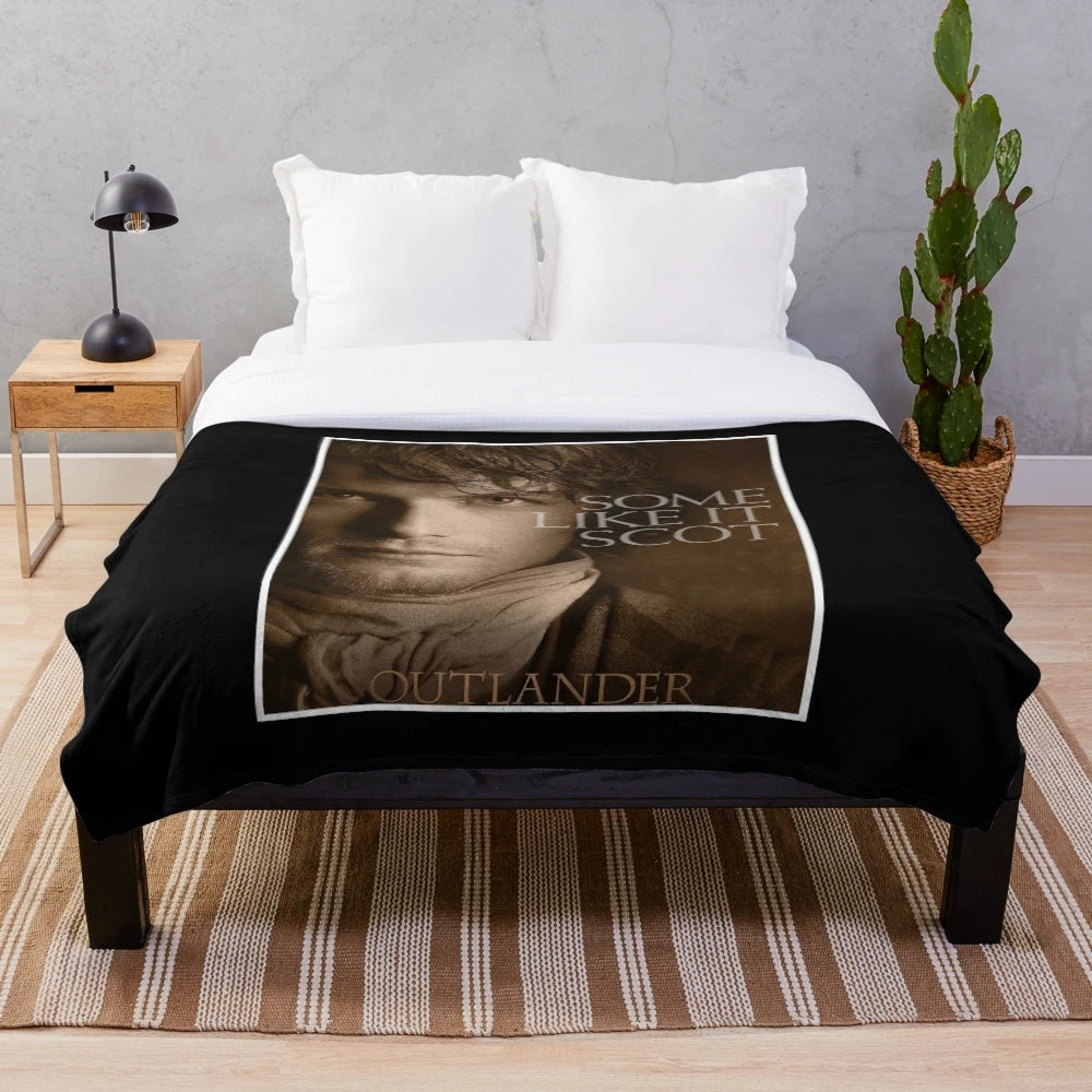 Outlander-themed plush blanket with scenic Scottish landscape