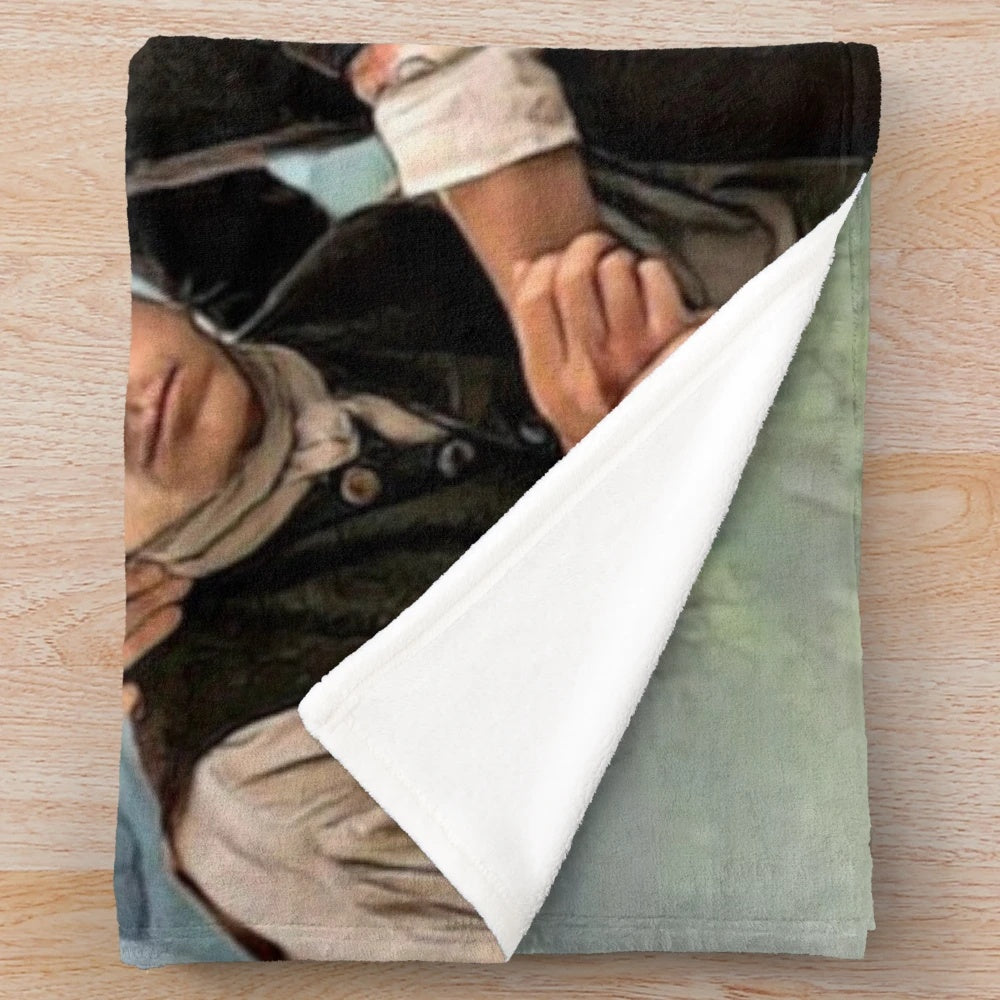 Outlander-inspired plush blanket featuring Jamie and Claire Fraser