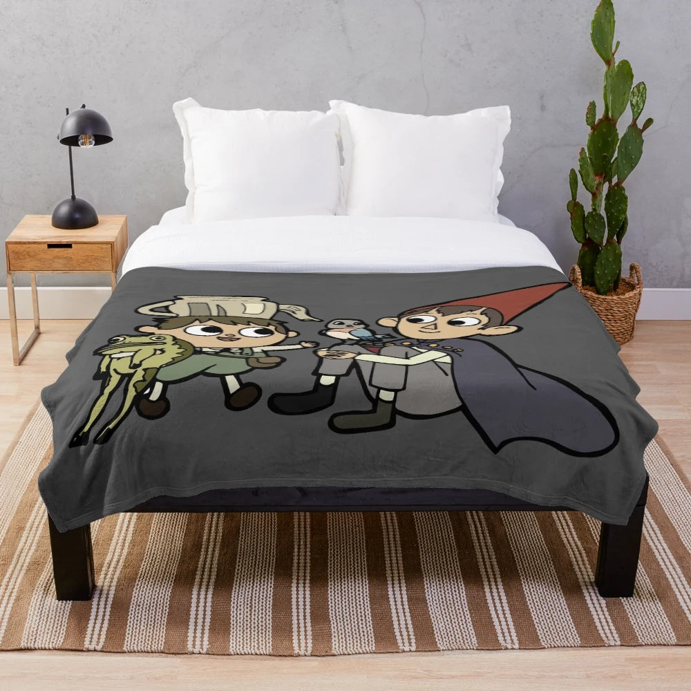 Over the Garden Wall inspired plush blanket featuring the show's characters