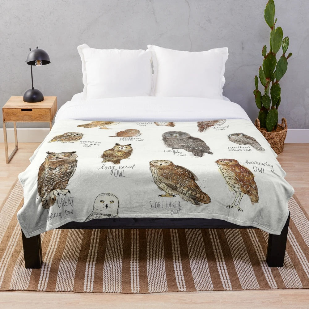 Soft and Plush Owl-Themed Blanket for Home Decor