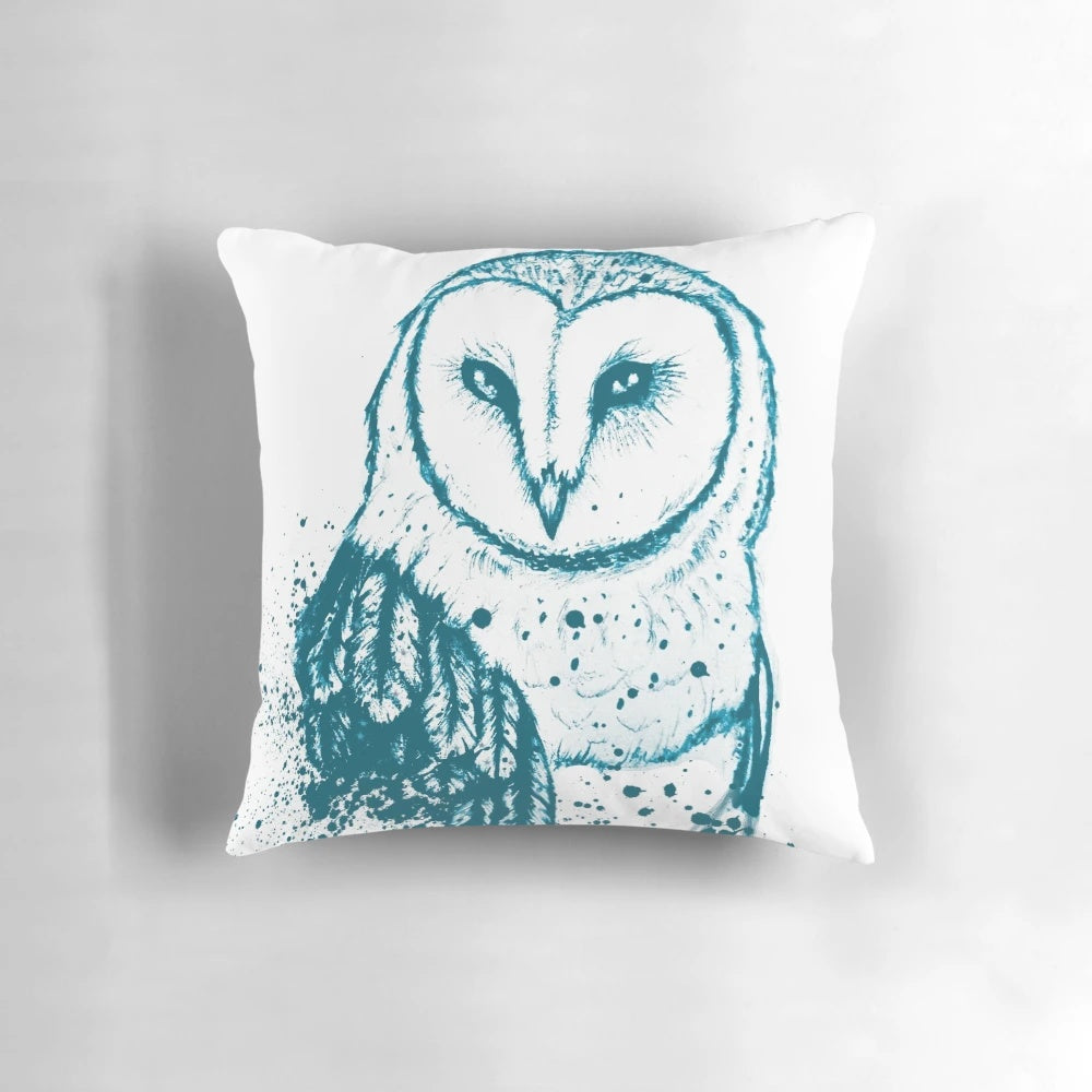 Soft, plush owl-themed decorative pillow featuring a printed owl design