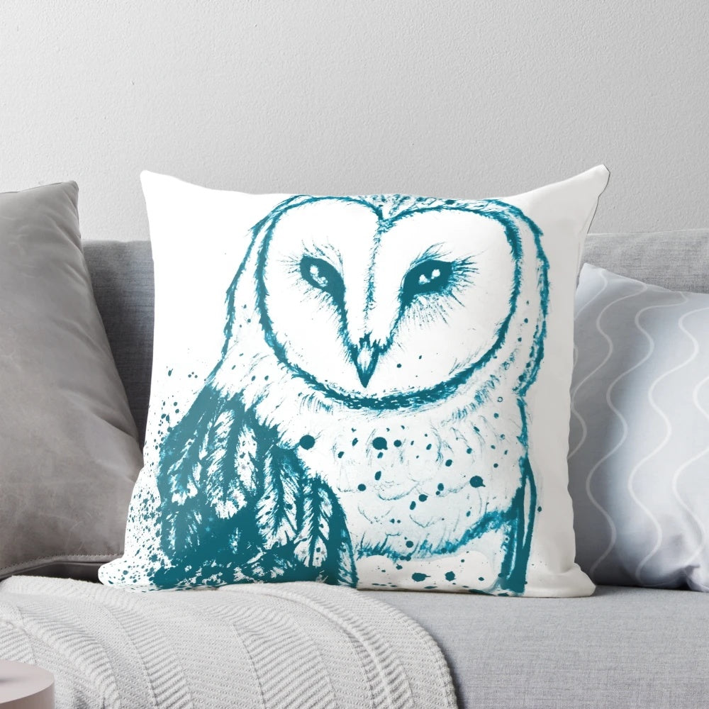 Soft, plush owl-themed decorative pillow featuring a printed owl design