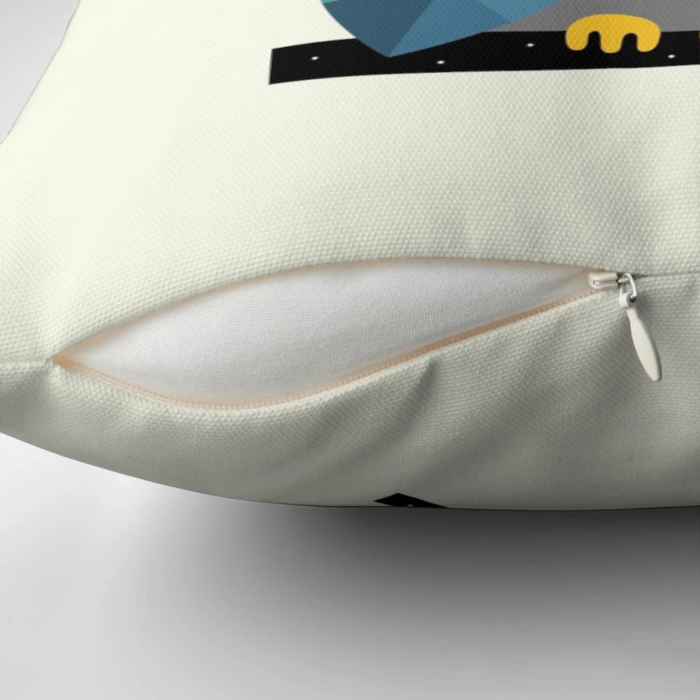 Soft, plush owl-themed pillow in a whimsical rainbow design, perfect for kids' rooms or home decor.