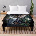 Owls night garden plush blanket with floral and nature design