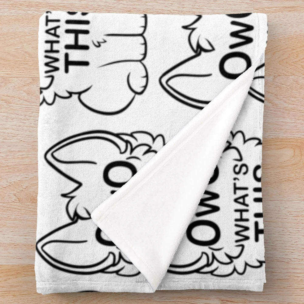 Cute OwO plush blanket with animal print design