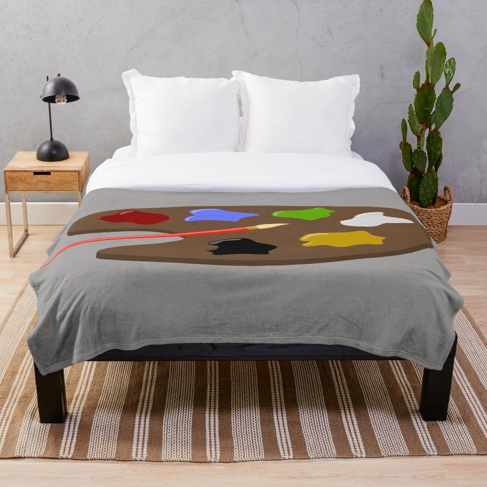 Cozy paint palette plush blanket for artists and art enthusiasts