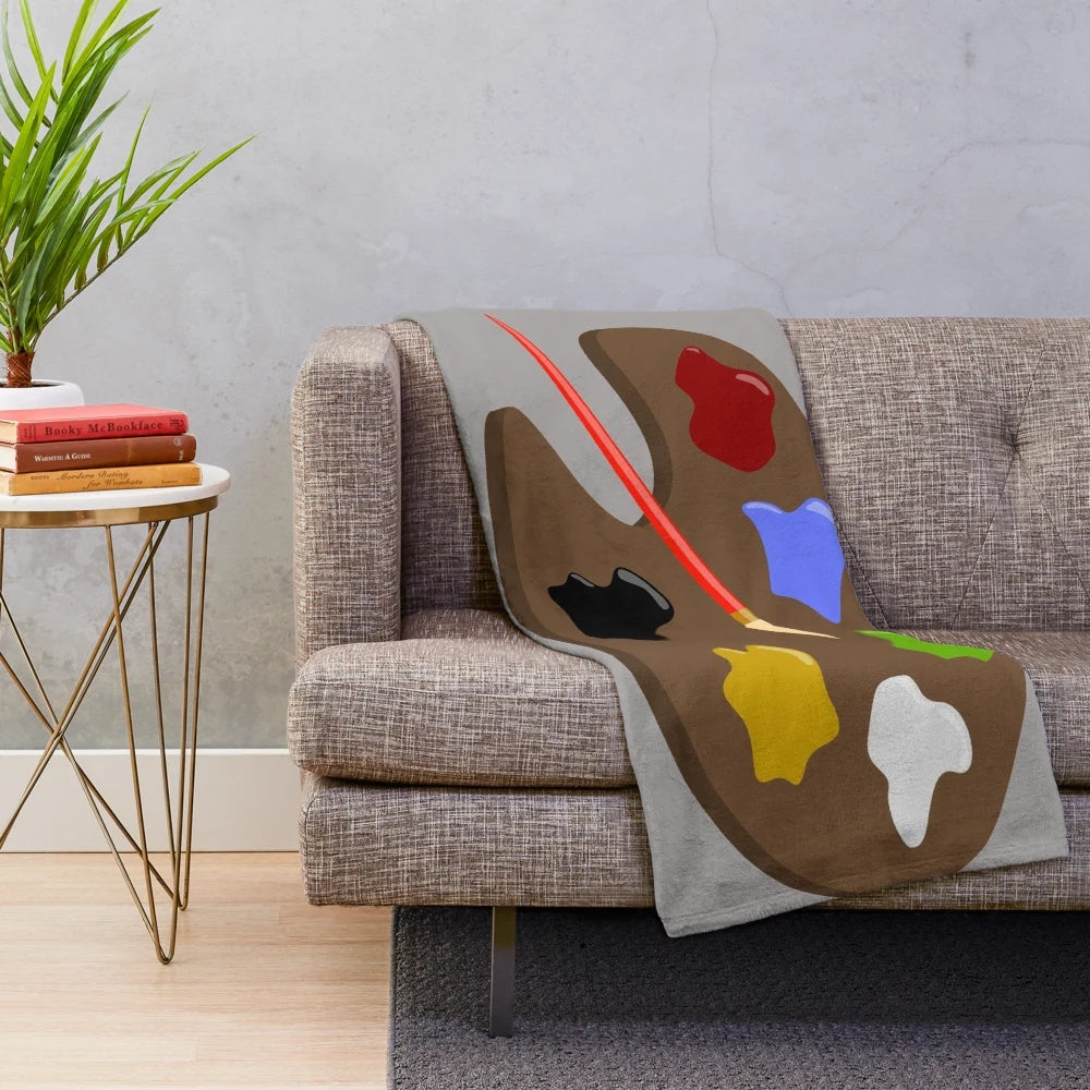 Cozy paint palette plush blanket for artists and art enthusiasts
