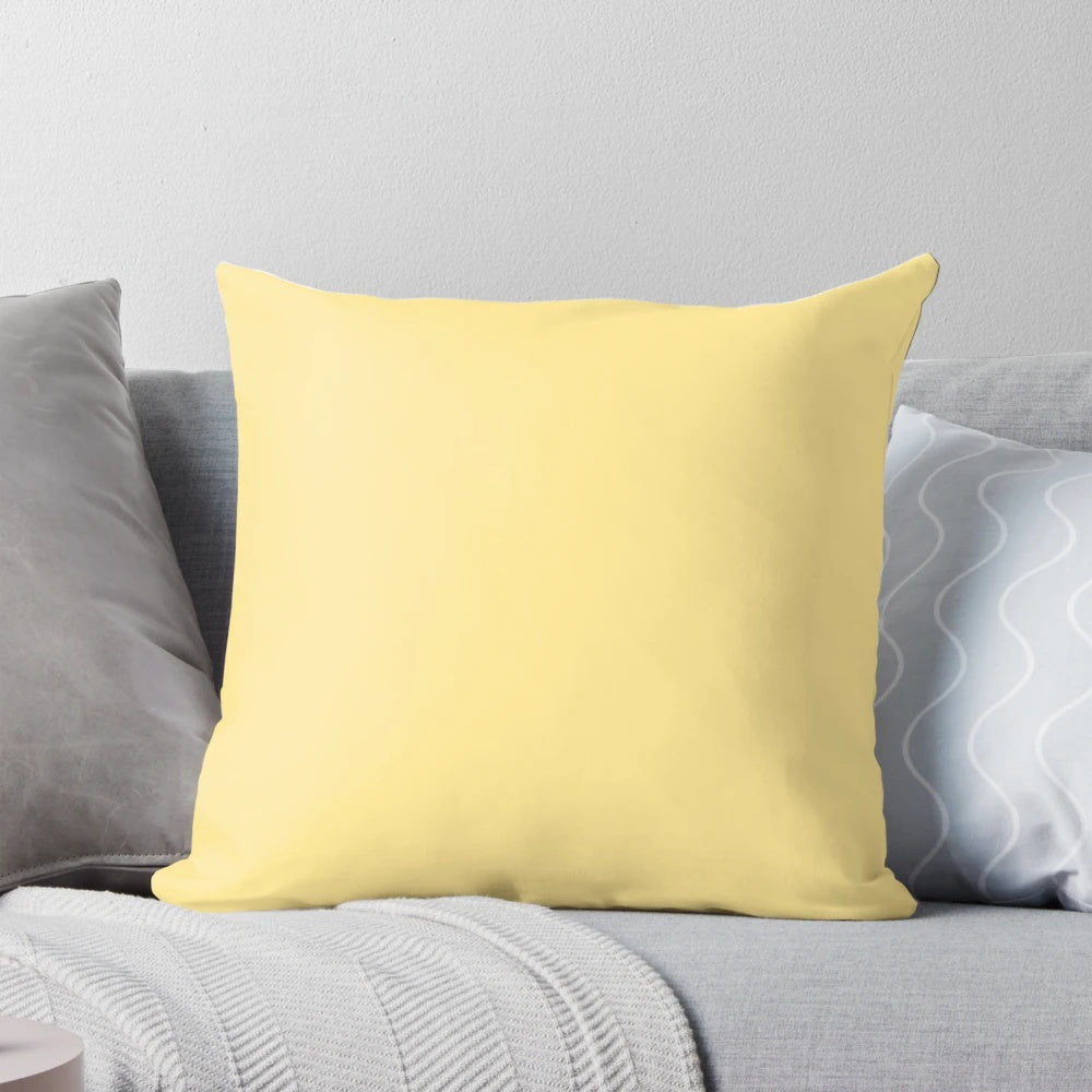Pale yellow solid color pillow for home or living room decor