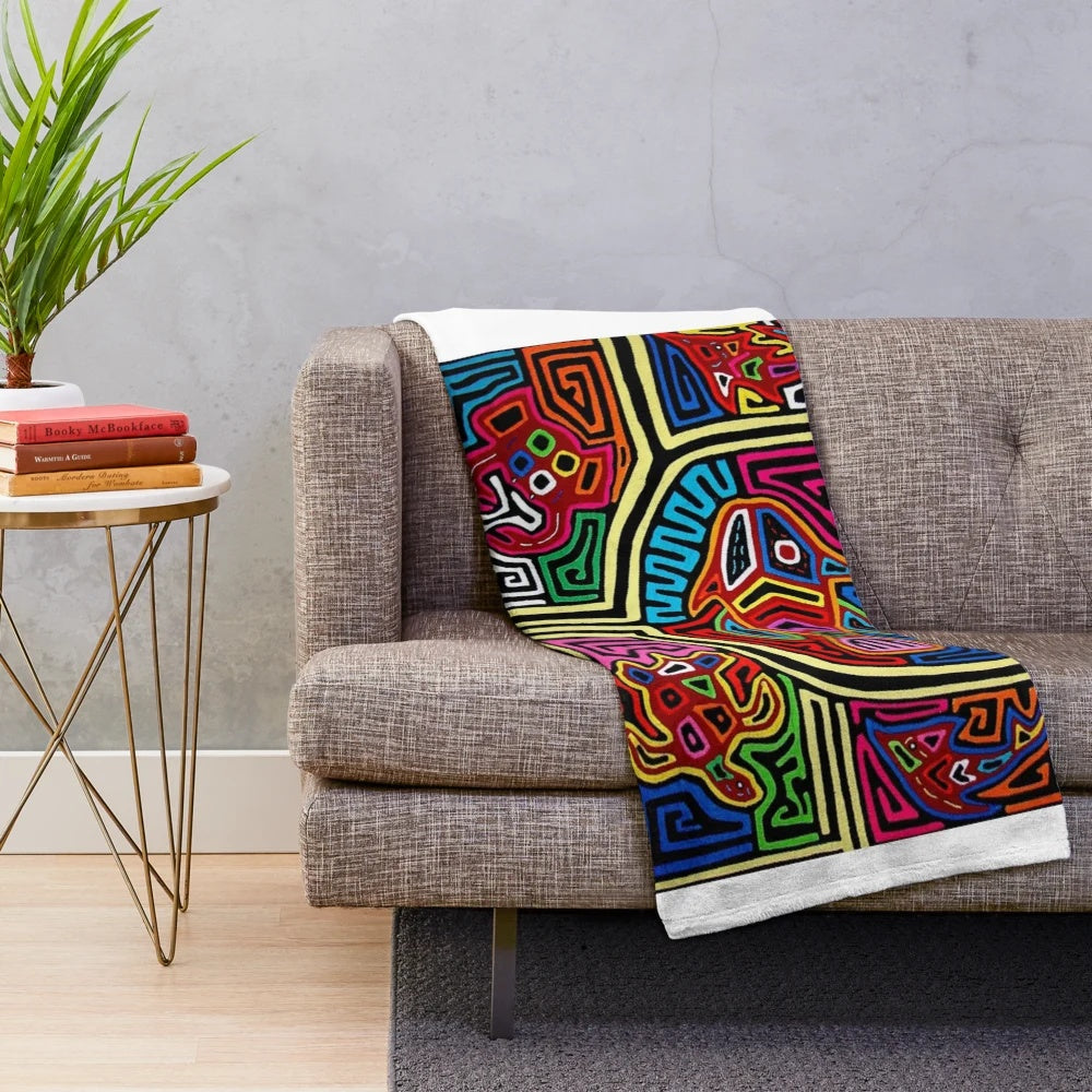 Panamanian mola de panama plush blanket