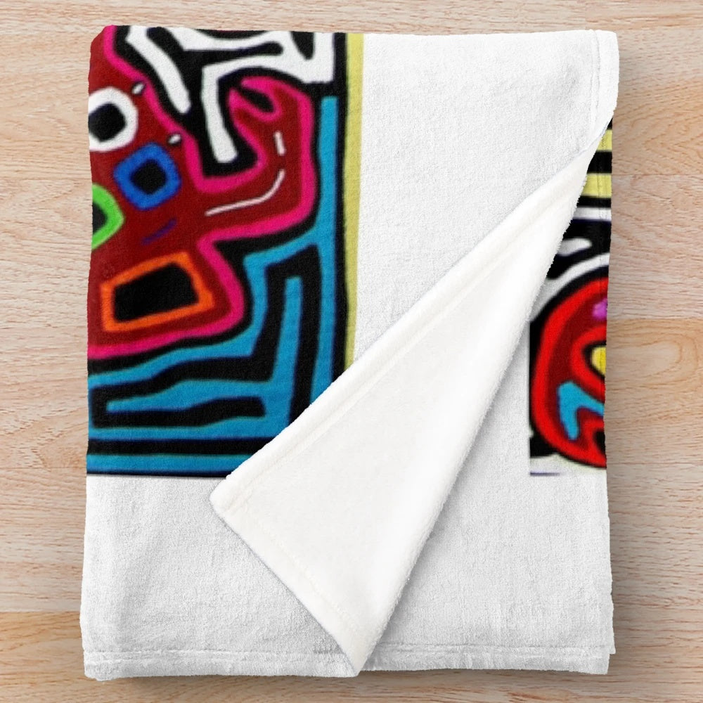 Panamanian mola de panama plush blanket
