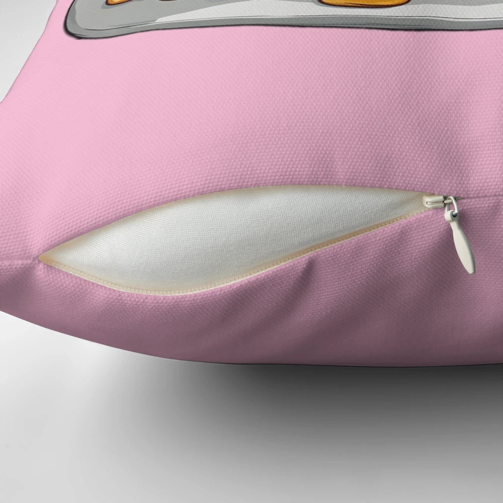Pancake-shaped pillow with a fluffy, delicious appearance.
