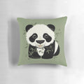 Olive green panda bear pillow made with soft bamboo fabric