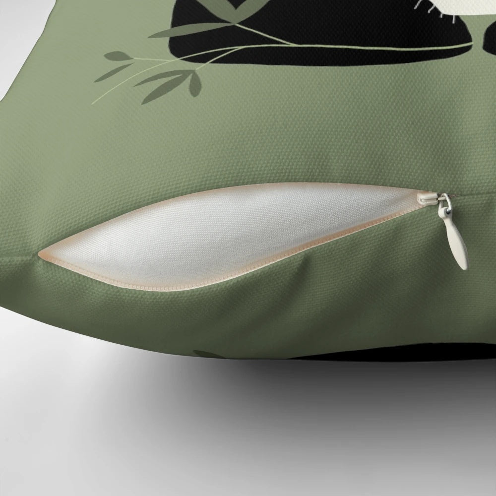 Olive green panda bear pillow made with soft bamboo fabric