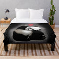 Panda plush blanket with a minimalist heart design