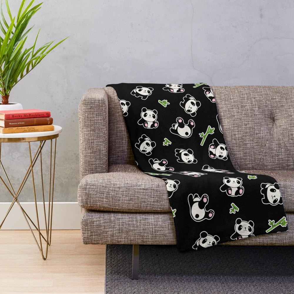 Panda pattern plush blanket with a cute, nature-inspired design