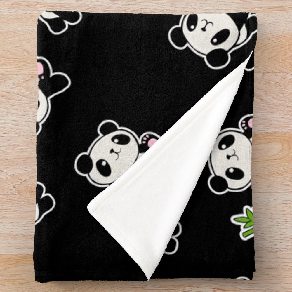 Panda pattern plush blanket with a cute, nature-inspired design