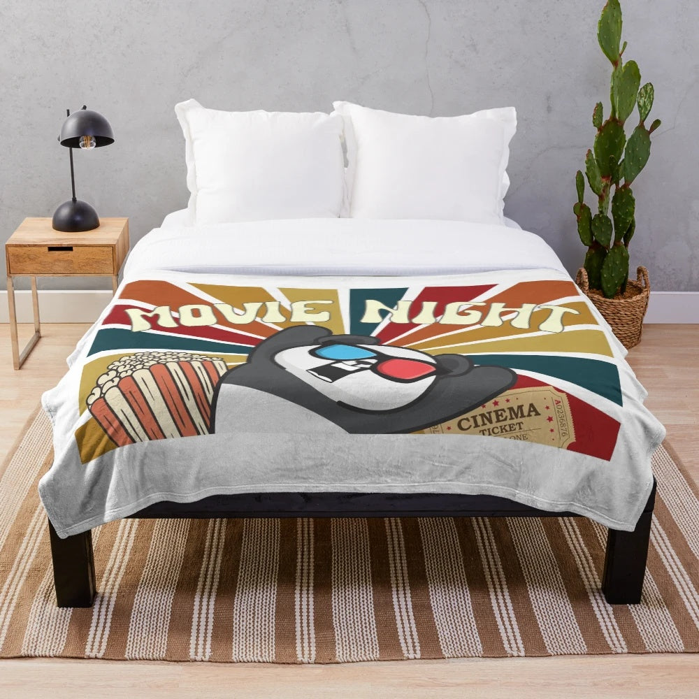 Cozy panda plush blanket for retro movie nights