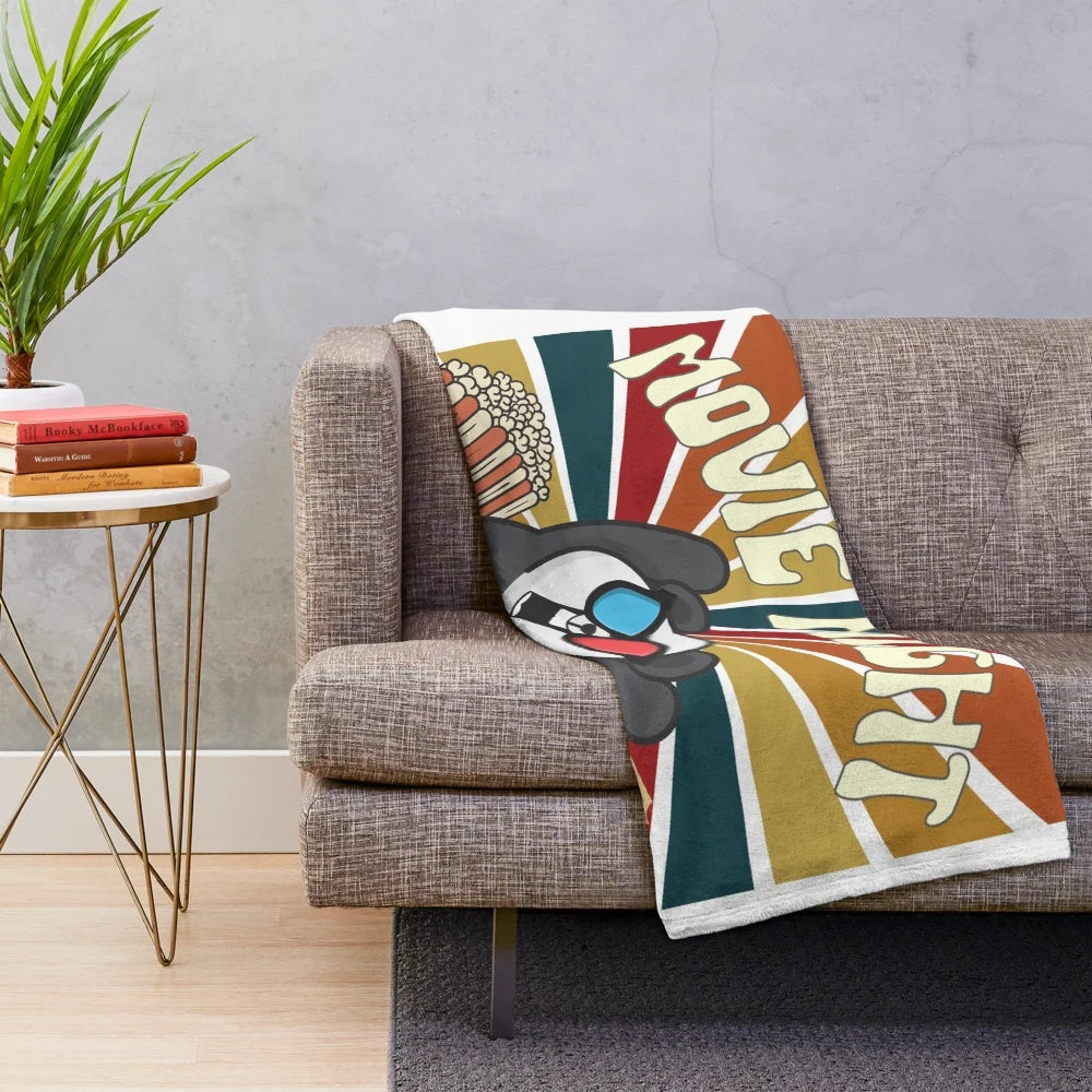 Cozy panda plush blanket for retro movie nights