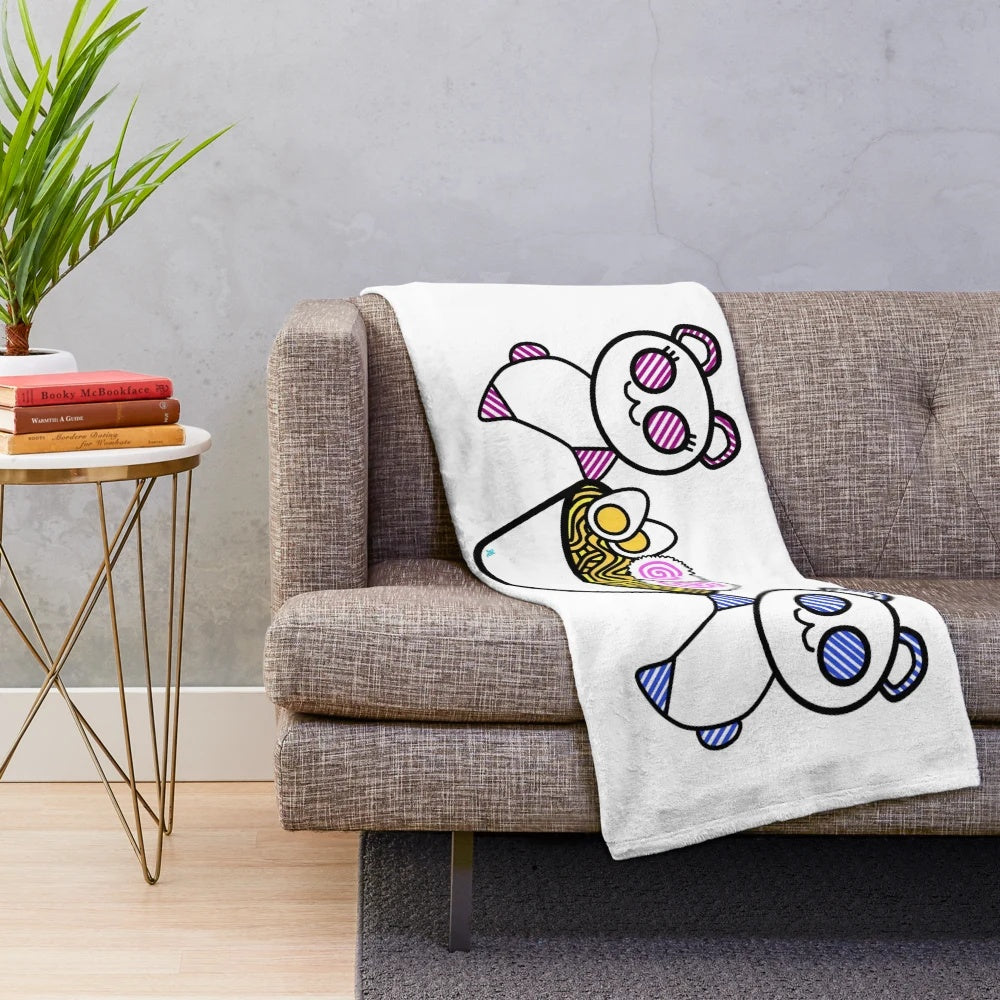 Panda Ramen Plush Blanket, Soft and Cuddly Panda Ramen Design