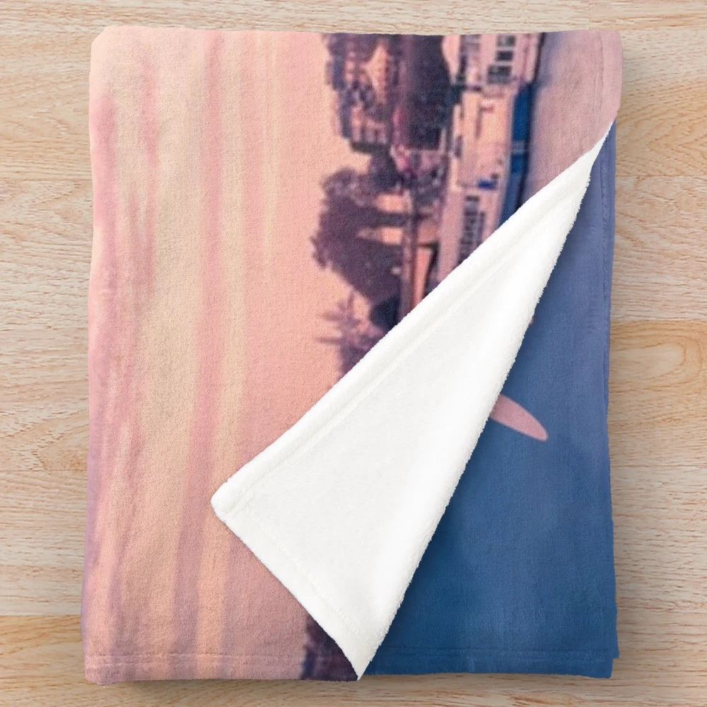 Plush Paris-themed blanket featuring the iconic Eiffel Tower