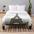 Plush blanket with Eiffel Tower and Paris cityscape design