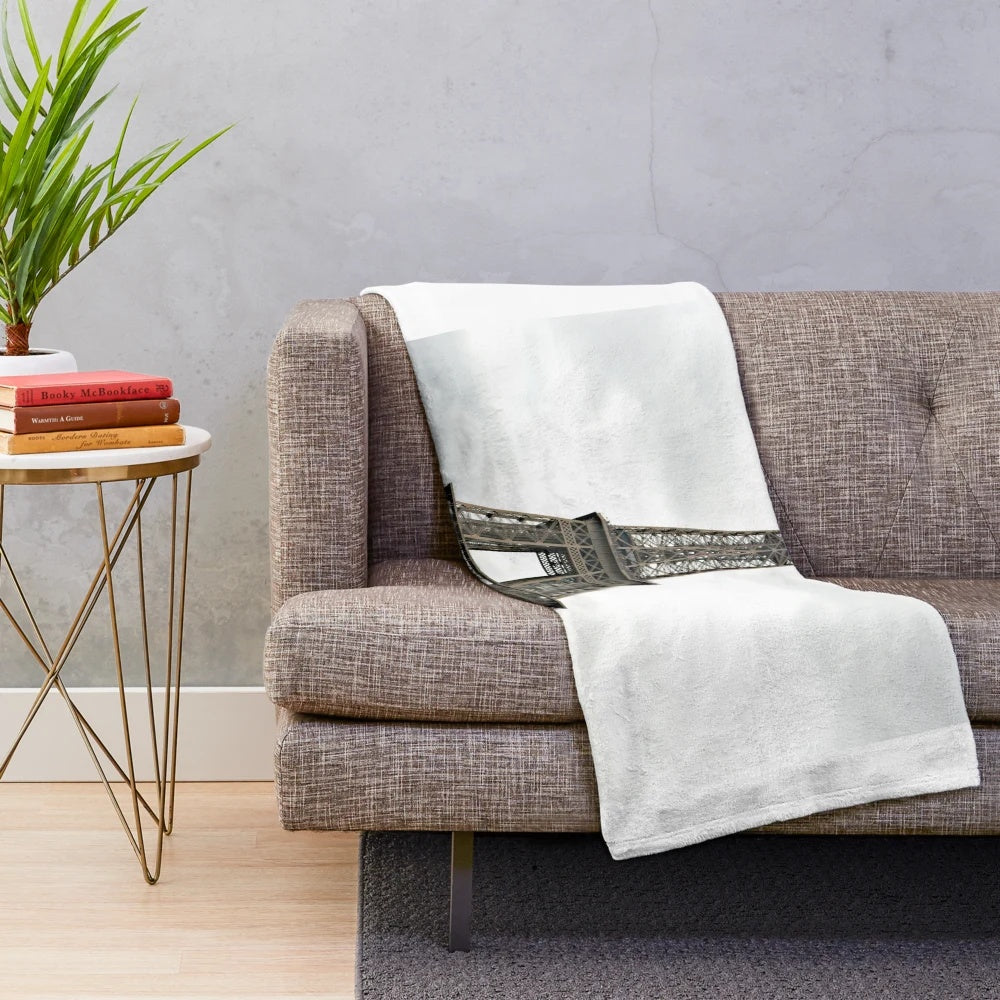 Plush blanket with Eiffel Tower and Paris cityscape design