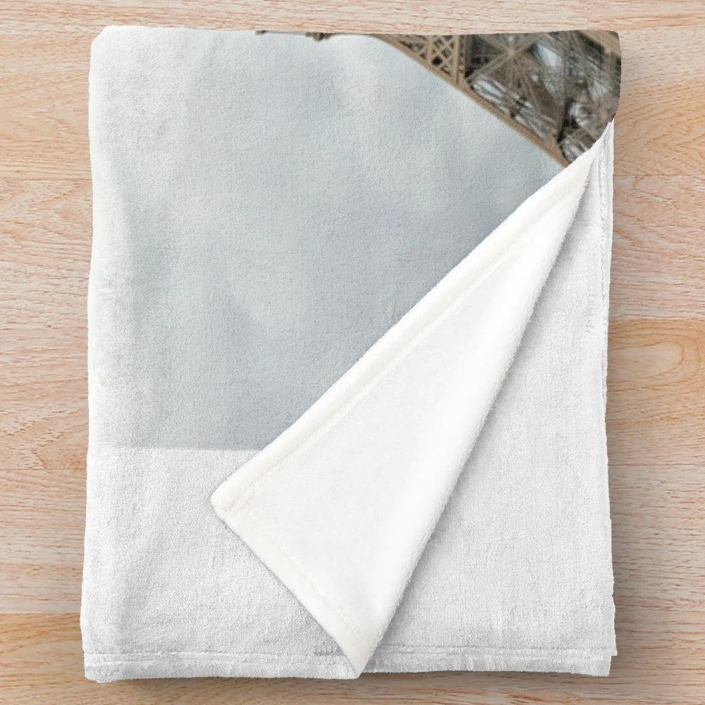 Plush blanket with Eiffel Tower and Paris cityscape design