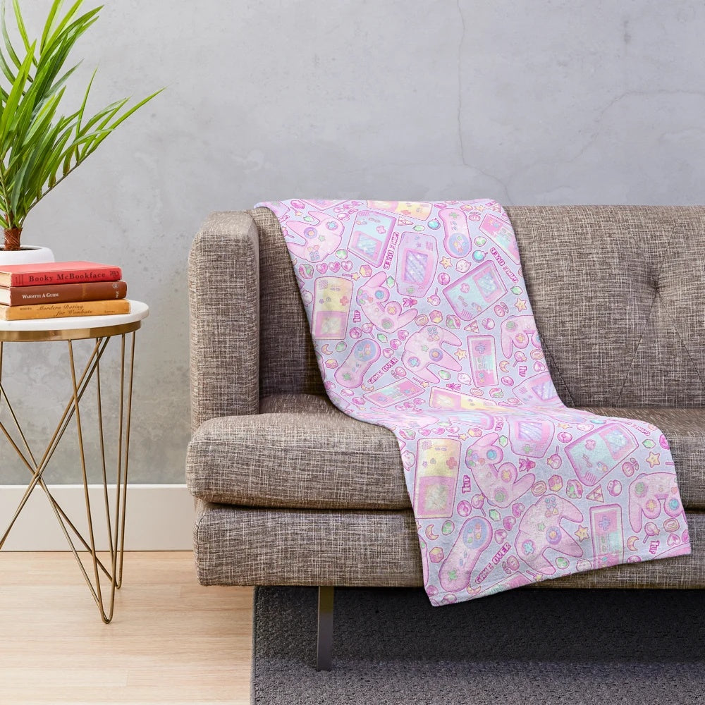 Soft and Cozy Plush Blanket with Pastel Nintendo Inspired Design