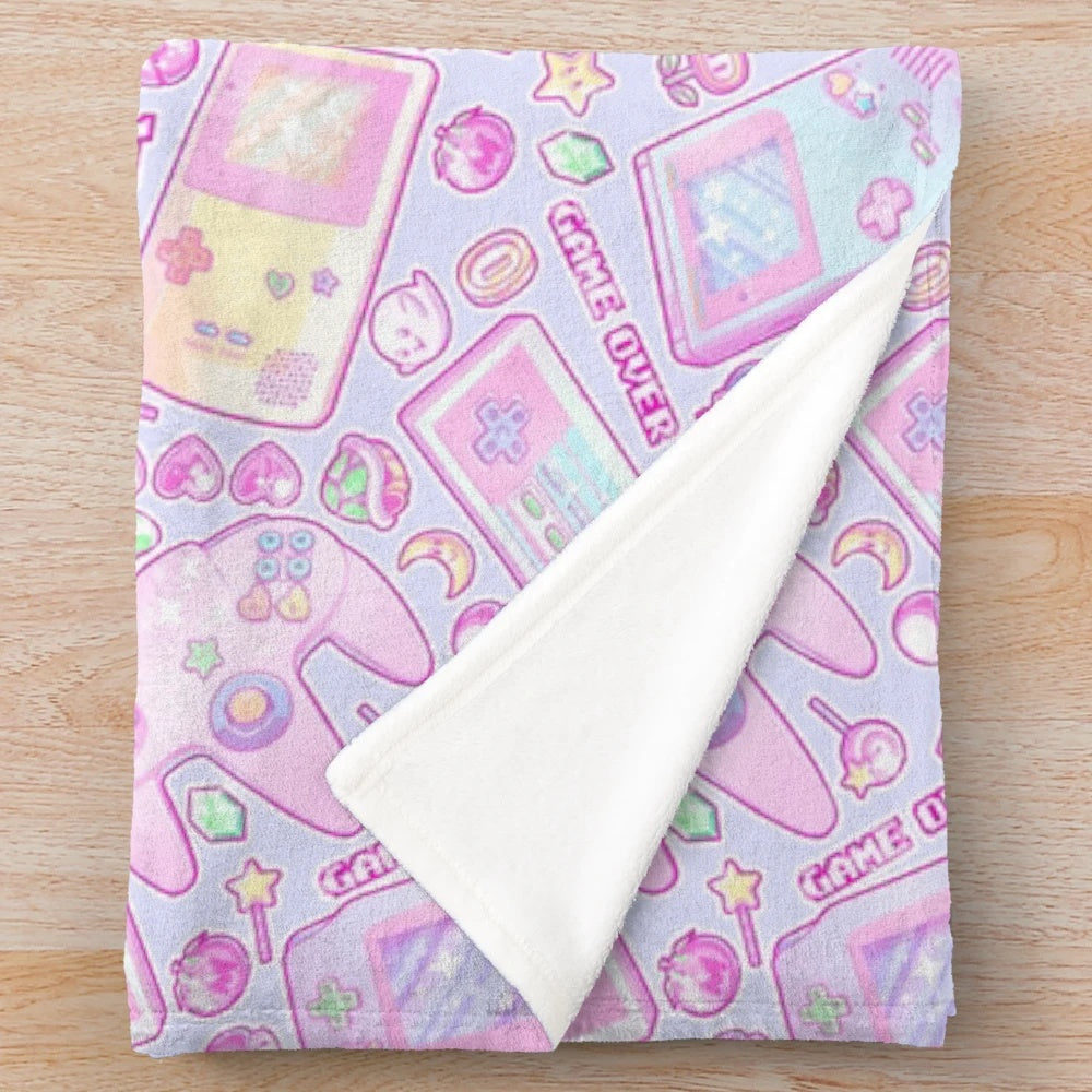 Soft and Cozy Plush Blanket with Pastel Nintendo Inspired Design