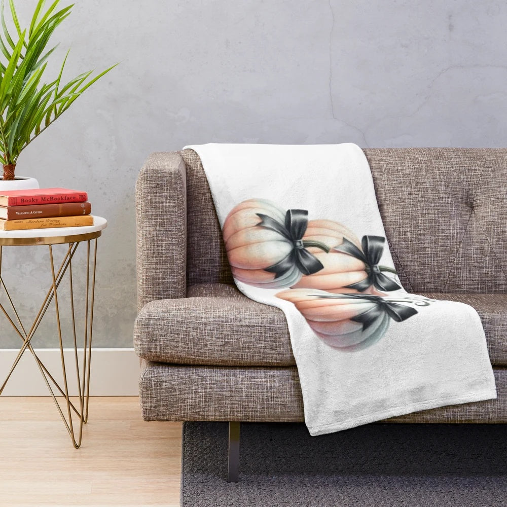 Soft and Plush Autumn Leaves and Pumpkin Blanket