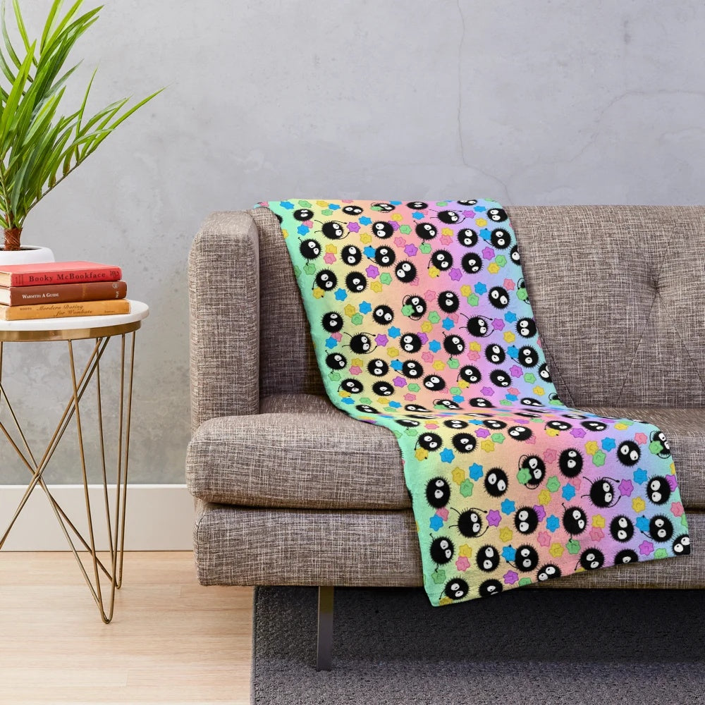 Pastel rainbow anime-inspired plush blanket