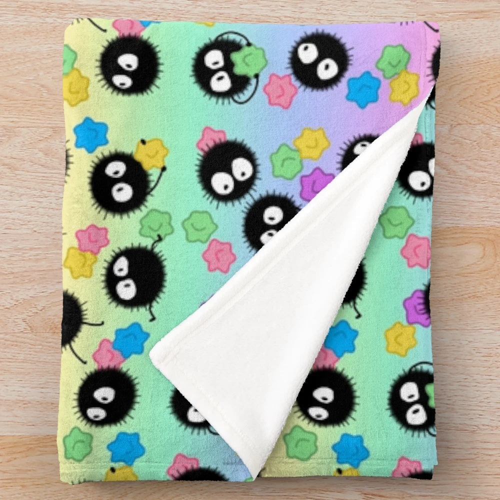 Pastel rainbow anime-inspired plush blanket