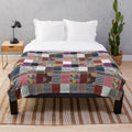 Patchwork plush blanket in multicolor design