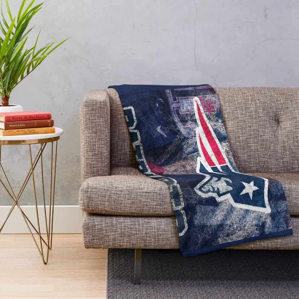 Patriots-inspired plush blanket with American flag design