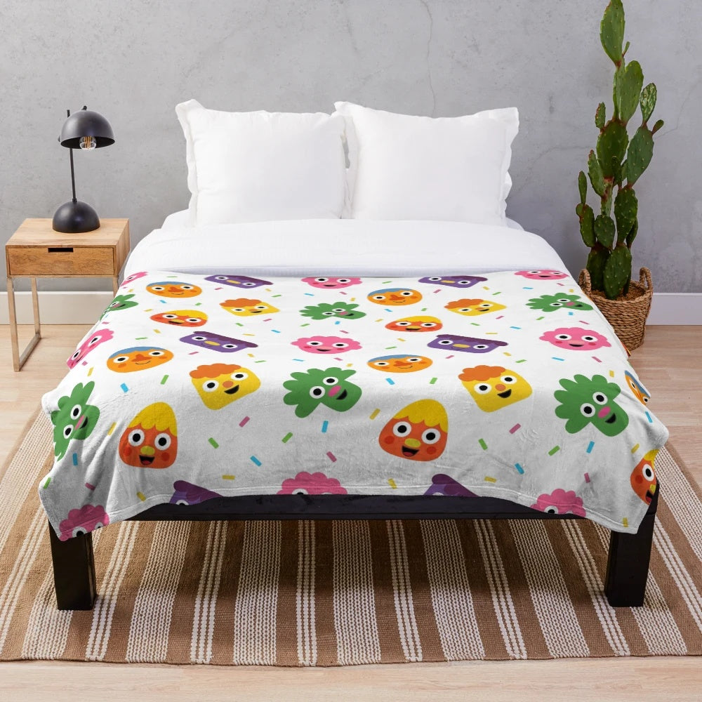 Noodle and Pals inspired pattern plush blanket