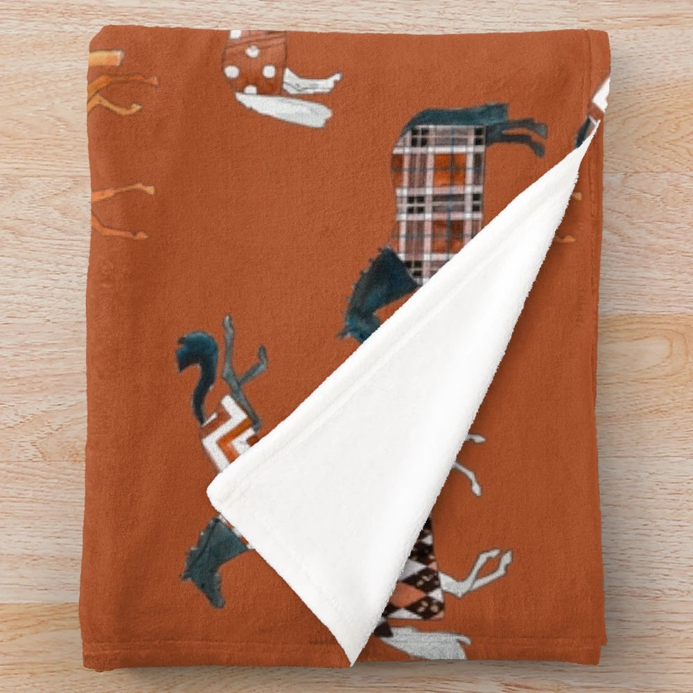Patterned ponies autumn plush blanket
