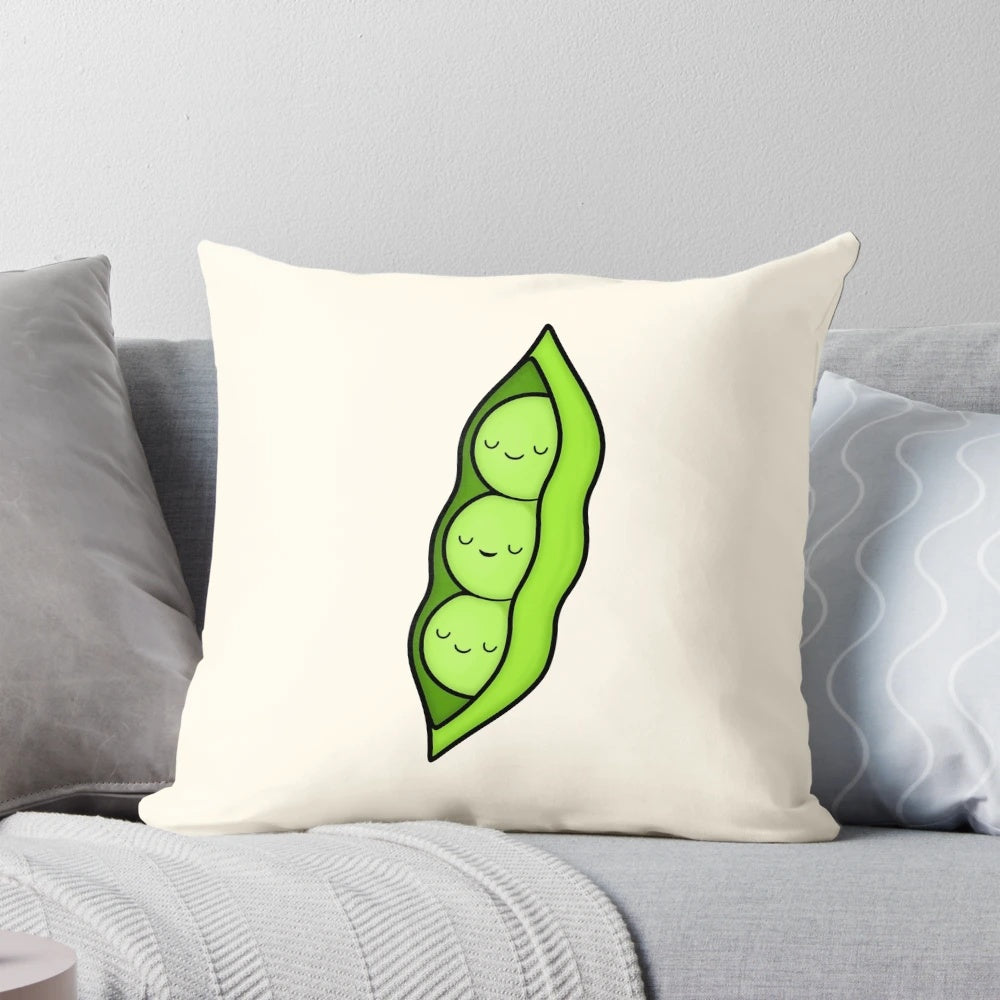 Cozy pea pod-shaped pillow made from natural, plant-based materials