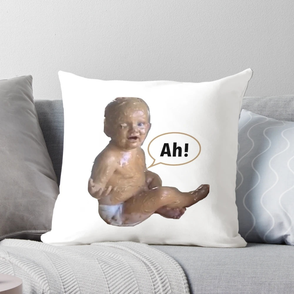 Peanut butter baby pillow with a cute, silly design that's perfect for a nursery or baby's room.
