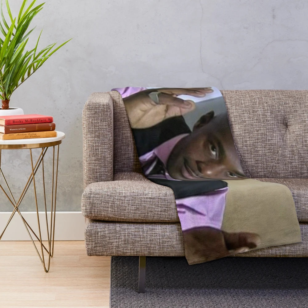 Plush blanket featuring Alan Johnson from the TV comedy Peep Show