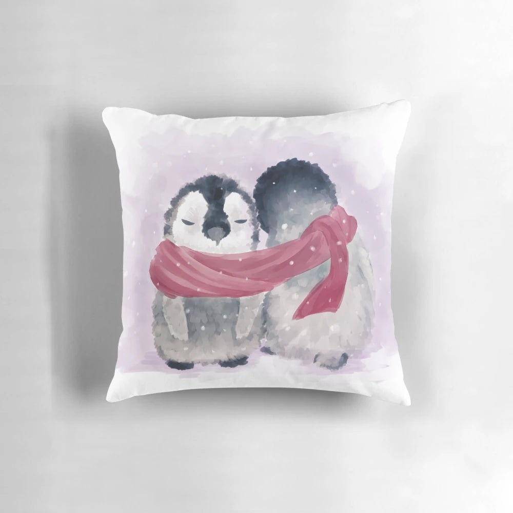 Fluffy penguin-shaped plush pillow for cozy winter cuddles