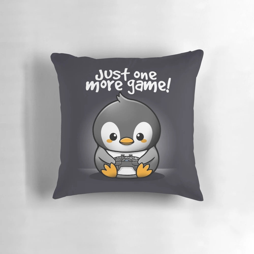 A soft, plush pillow featuring a cute penguin design, perfect for gaming enthusiasts.