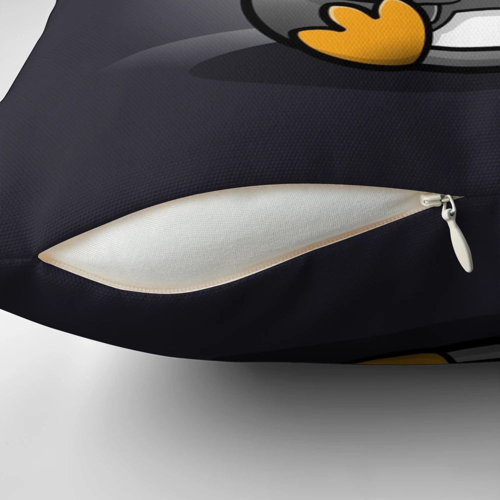 A soft, plush pillow featuring a cute penguin design, perfect for gaming enthusiasts.