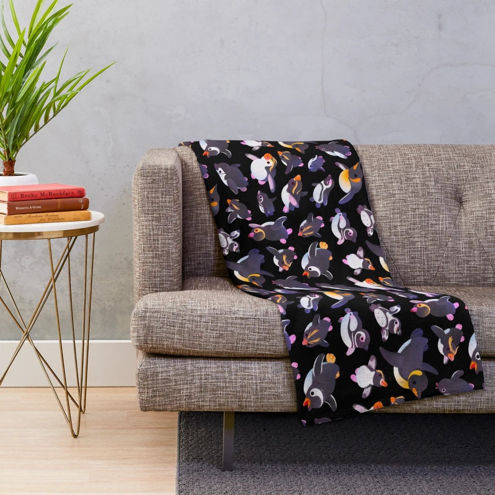 Soft, plush penguin-themed blanket perfect for cozy snuggling