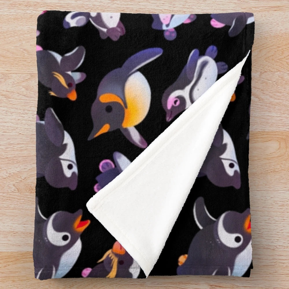 Soft, plush penguin-themed blanket perfect for cozy snuggling